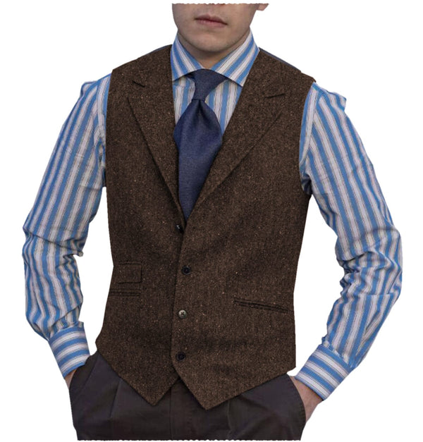Tiavllya Tiavllya Fashion Men's vest Tweed Notch Lapel Waistcoat