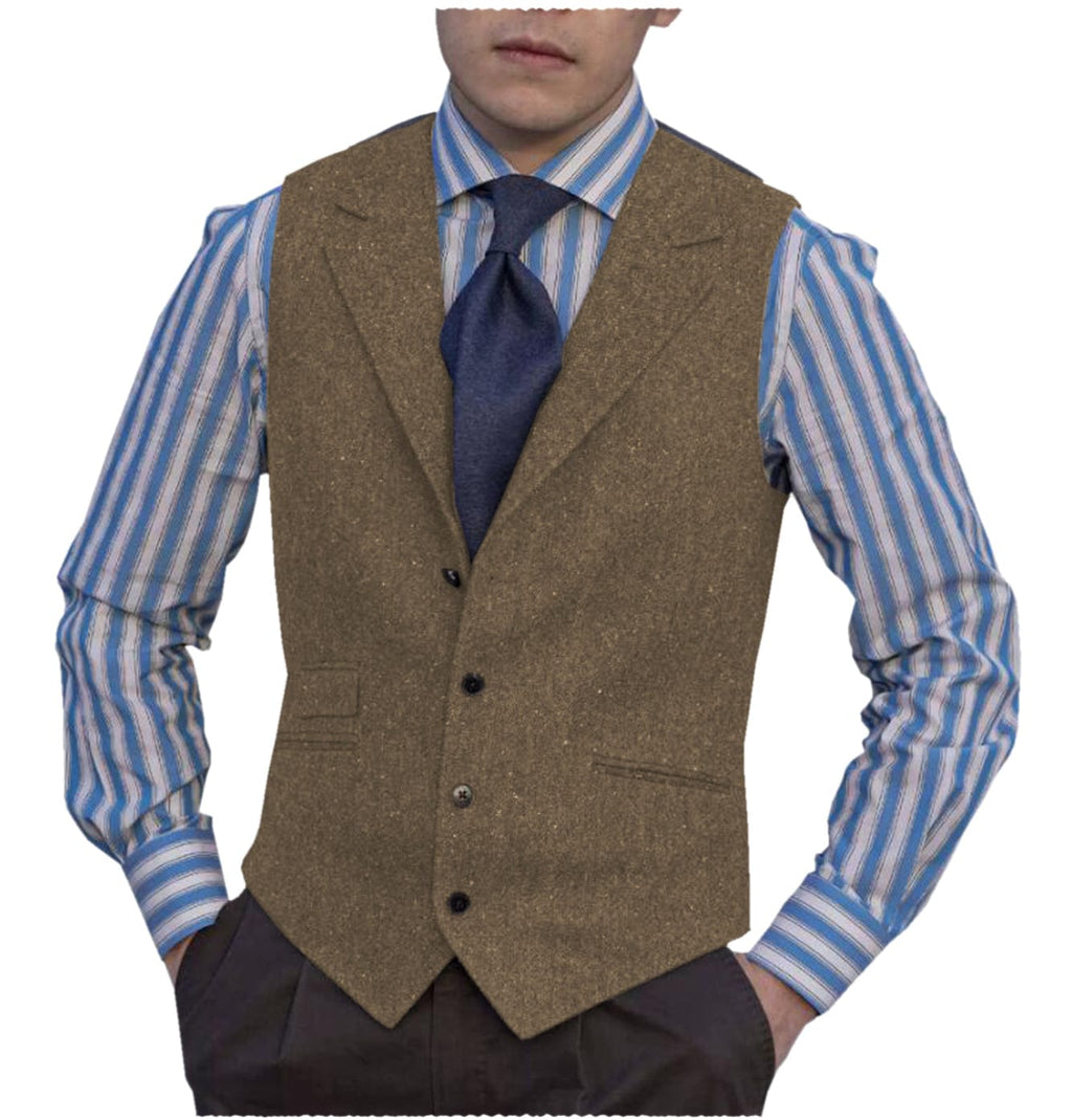 Tiavllya Tiavllya Fashion Men's vest Tweed Notch Lapel Waistcoat
