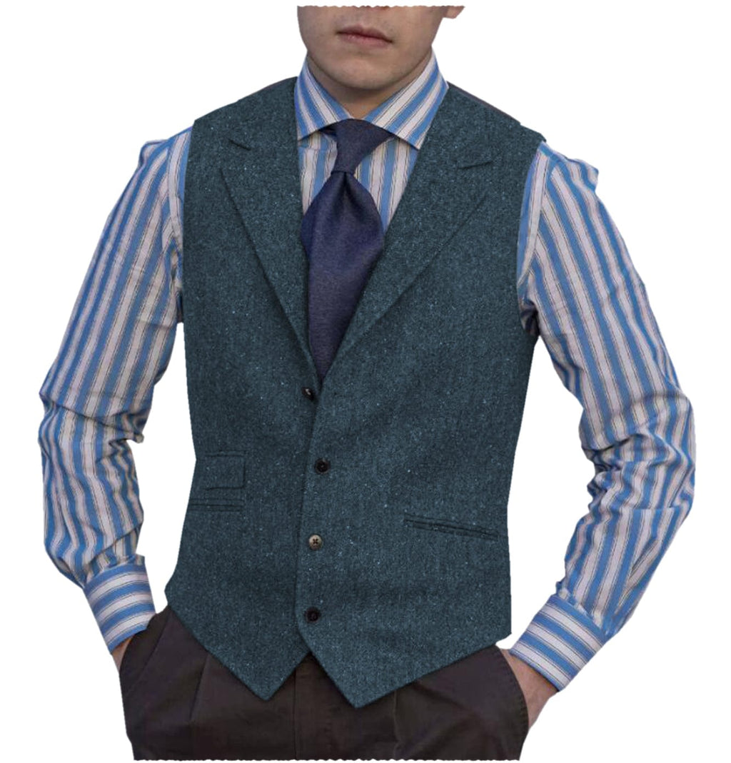 Tiavllya Tiavllya Fashion Men's vest Tweed Notch Lapel Waistcoat