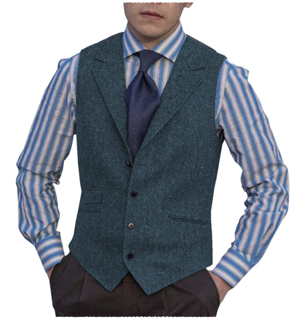 Tiavllya Tiavllya Fashion Men's vest Tweed Notch Lapel Waistcoat