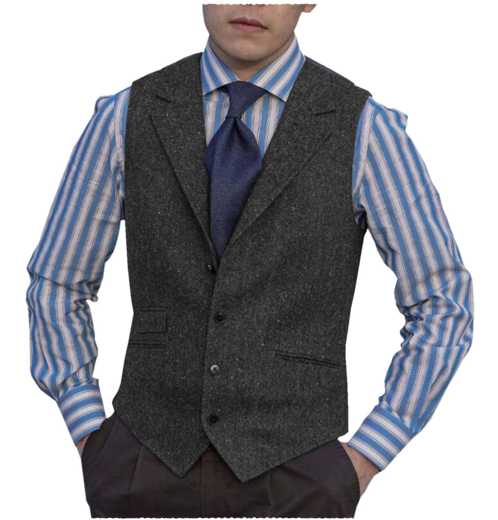 Tiavllya Tiavllya Fashion Men's vest Tweed Notch Lapel Waistcoat