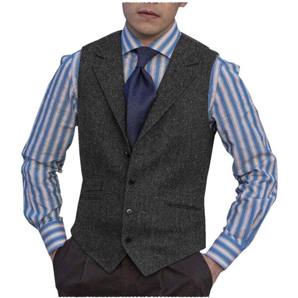 Tiavllya Tiavllya Fashion Men's vest Tweed Notch Lapel Waistcoat