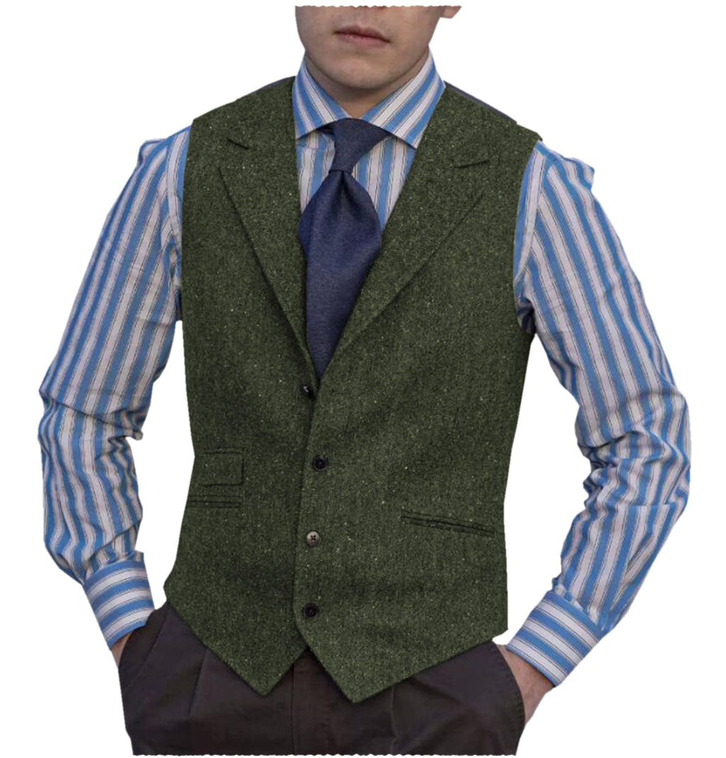 Tiavllya Tiavllya Fashion Men's vest Tweed Notch Lapel Waistcoat