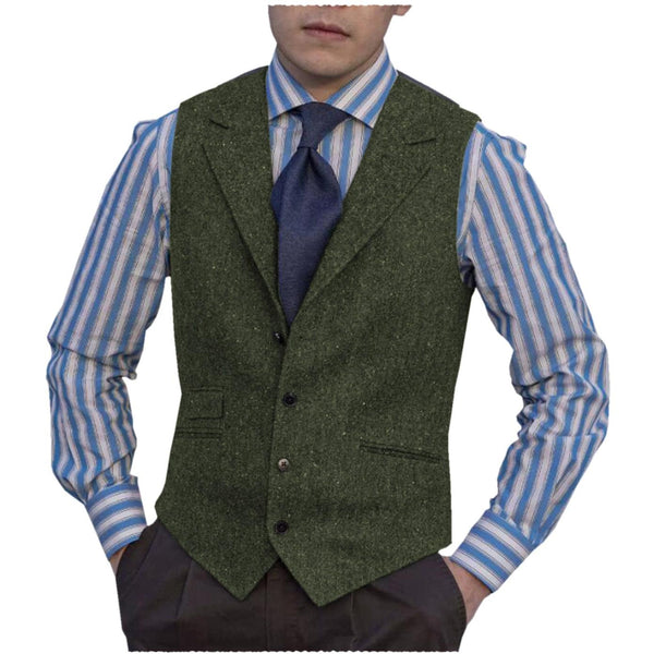 Tiavllya Tiavllya Fashion Men's vest Tweed Notch Lapel Waistcoat