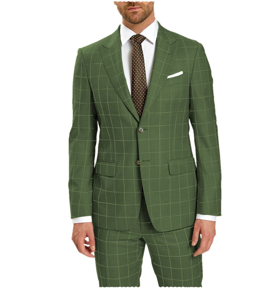 Tiavllya Tiavllya Fashion Mens Suit 2 Pieces Plaid Peak Lapel Tuxedos (Blazer+Pants)