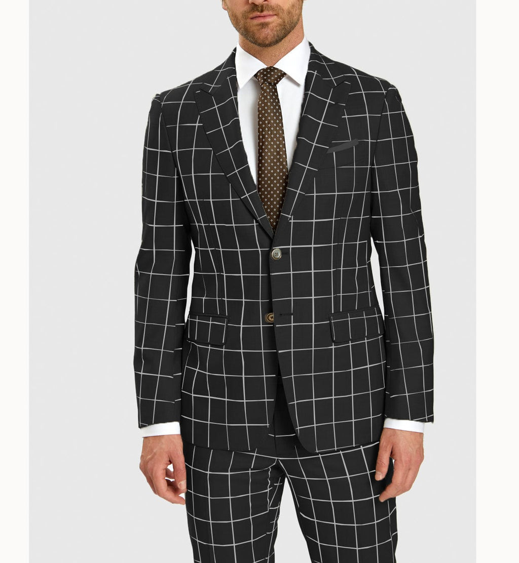 Tiavllya Tiavllya Fashion Mens Suit 2 Pieces Plaid Peak Lapel Tuxedos (Blazer+Pants)
