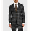 Tiavllya Tiavllya Fashion Mens Suit 2 Pieces Plaid Peak Lapel Tuxedos (Blazer+Pants)
