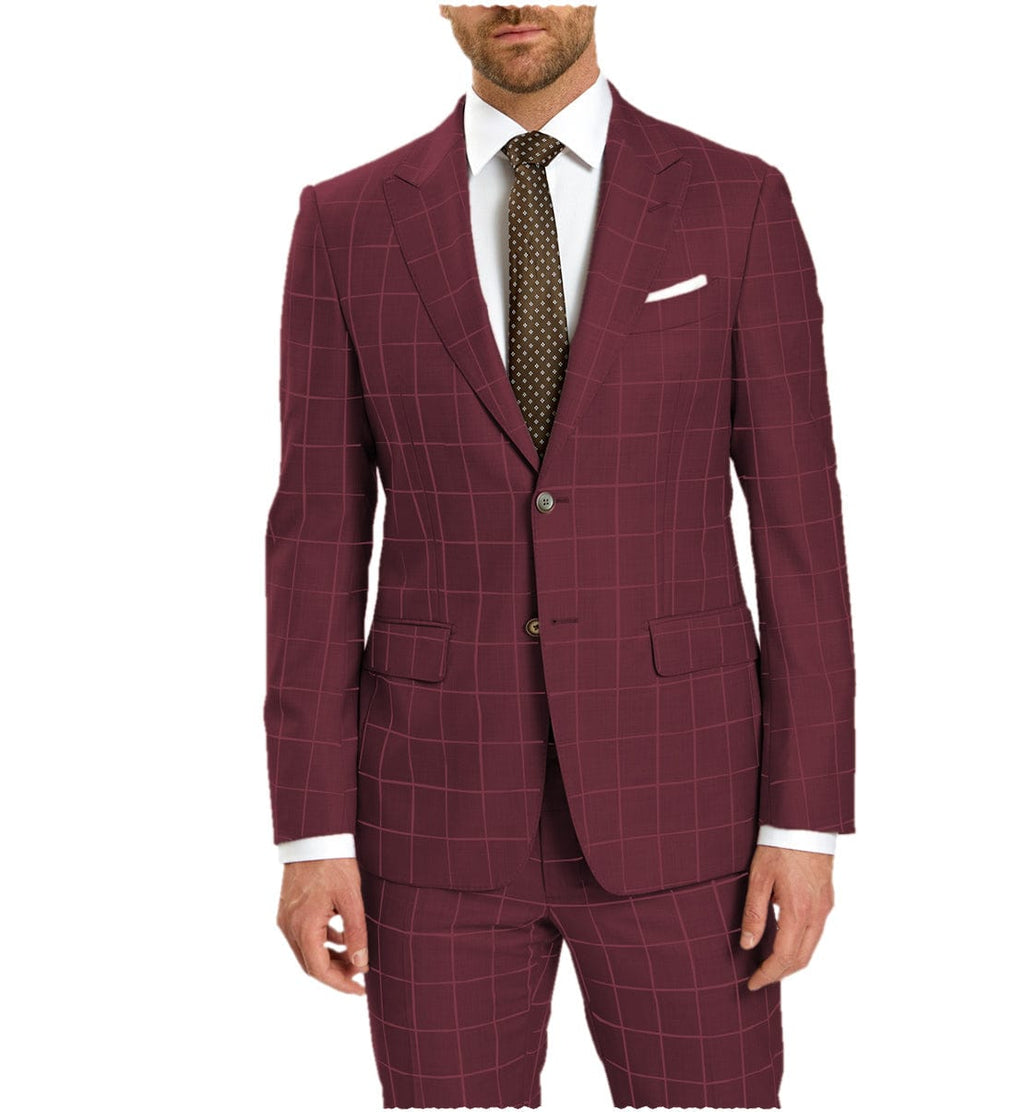 Tiavllya Tiavllya Fashion Mens Suit 2 Pieces Plaid Peak Lapel Tuxedos (Blazer+Pants)