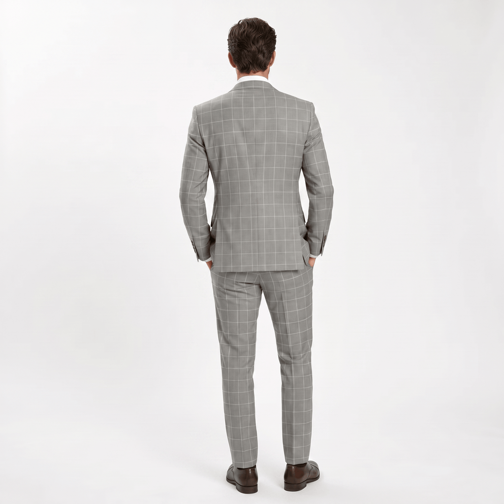 Tiavllya Tiavllya Fashion Mens Suit 2 Pieces Plaid Peak Lapel Tuxedos (Blazer+Pants)