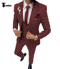 Tiavllya Tiavllya Fashion Mens Suit 3 Pieces Plaid Peak Lapel Tuxedos (Blazer+Vest+Pants)