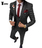 Tiavllya Tiavllya Fashion Mens Suit 3 Pieces Plaid Peak Lapel Tuxedos (Blazer+Vest+Pants)