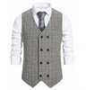 Tiavllya Tiavllya Fashion Mens Suit Vest Plaid Double Breasted Peak Lapel
