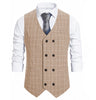 Tiavllya Tiavllya Fashion Mens Suit Vest Plaid Double Breasted Peak Lapel