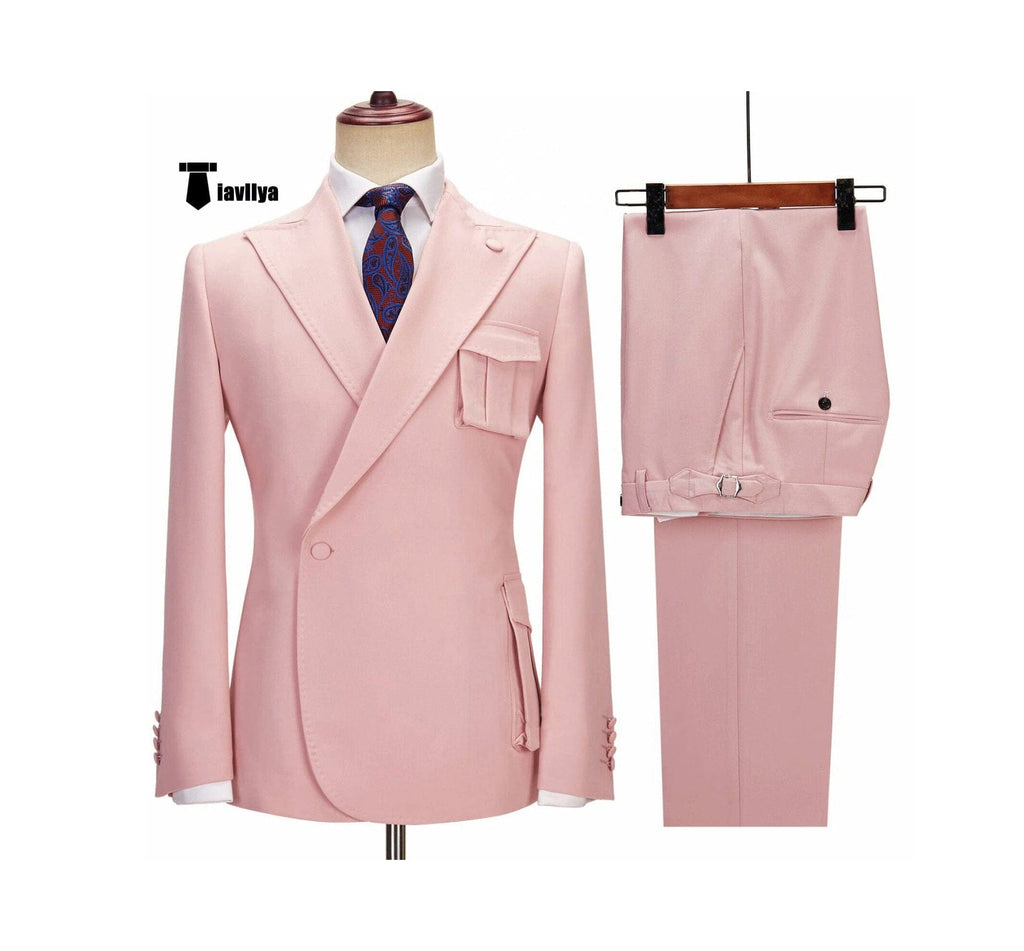 Tiavllya Tiavllya Formal 2 Piece Men's Suit Slim Fit Peak Lapel Tuxedo For Wedding (Blazer+Pants)