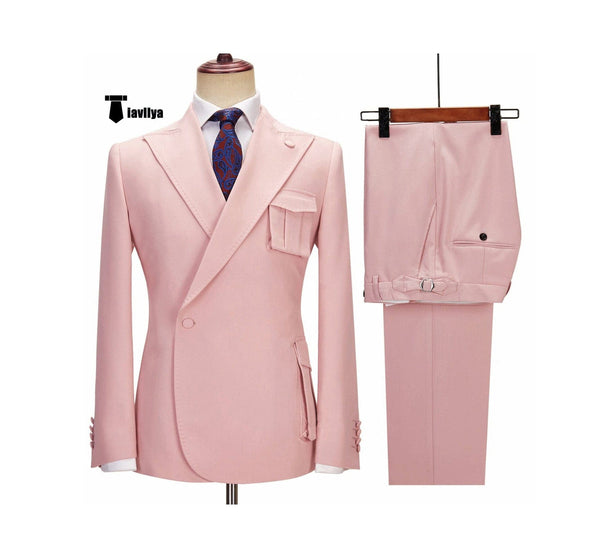 Tiavllya Tiavllya Formal 2 Piece Men's Suit Slim Fit Peak Lapel Tuxedo For Wedding (Blazer+Pants)