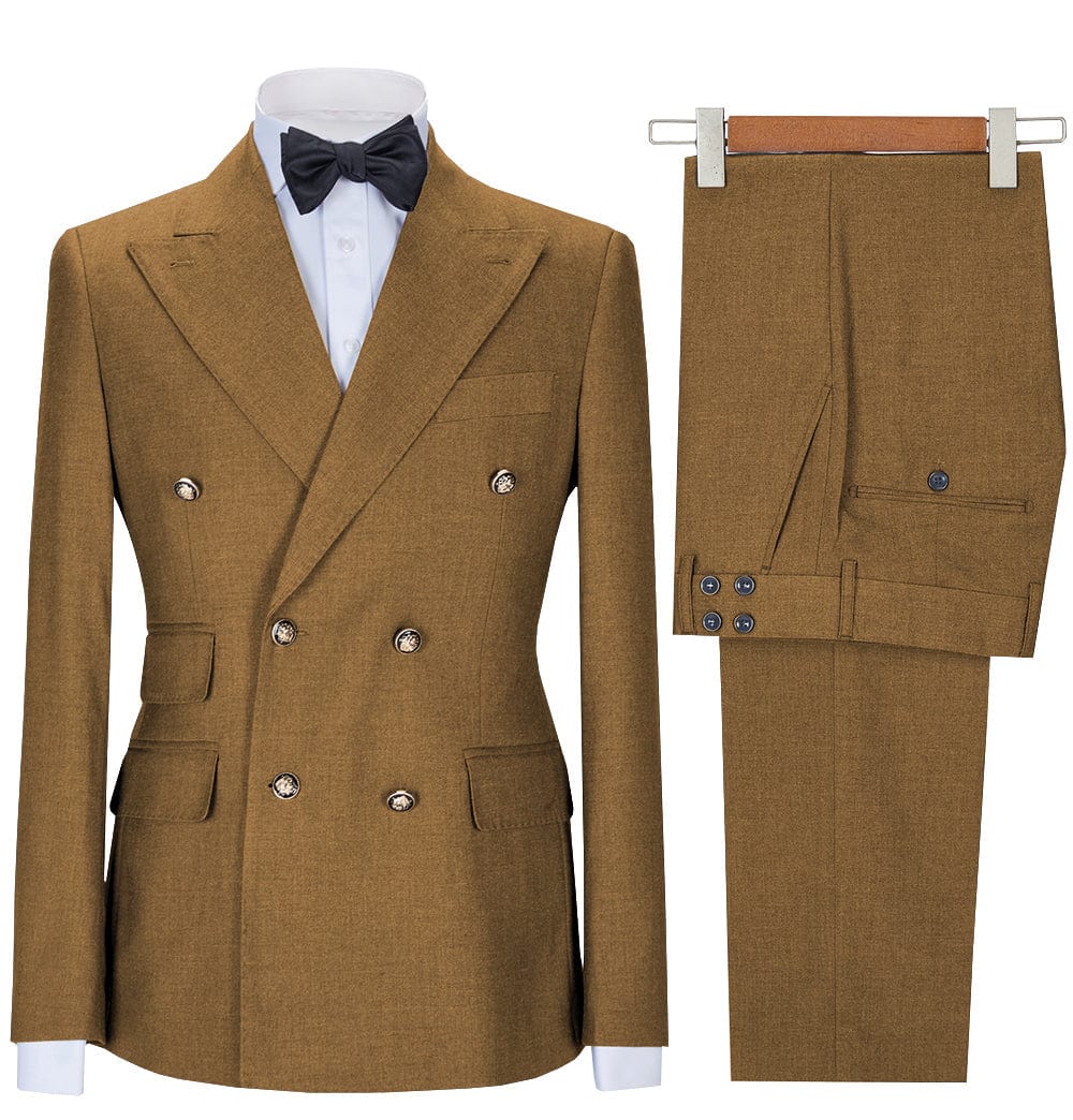 Tiavllya Tiavllya Formal 2 Pieces Mens Suit Double Breasted Flat Notch Lapel Tuxedos (Blazer+Pants)