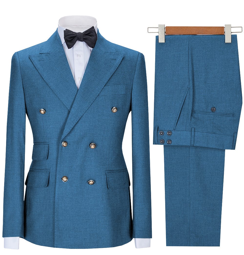 Tiavllya Tiavllya Formal 2 Pieces Mens Suit Double Breasted Flat Notch Lapel Tuxedos (Blazer+Pants)