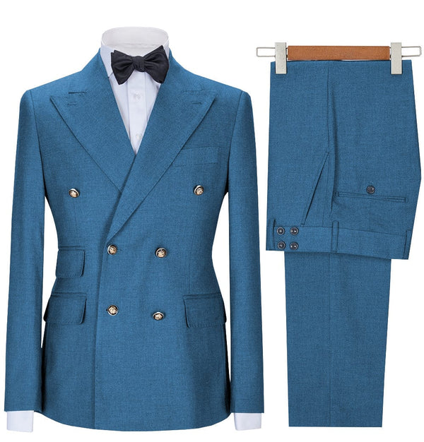 Tiavllya Tiavllya Formal 2 Pieces Mens Suit Double Breasted Flat Notch Lapel Tuxedos (Blazer+Pants)