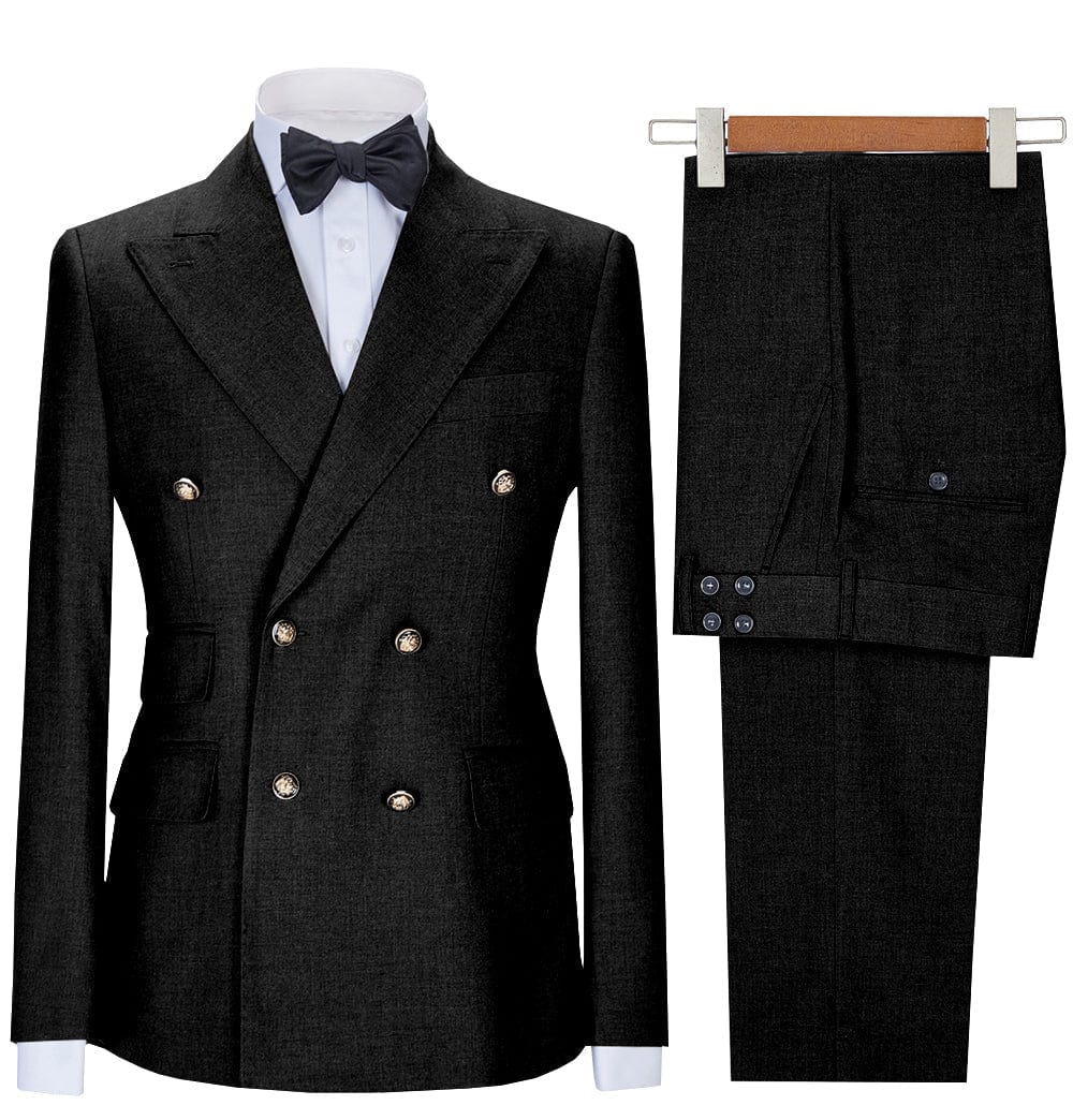 Tiavllya Tiavllya Formal 2 Pieces Mens Suit Double Breasted Flat Notch Lapel Tuxedos (Blazer+Pants)