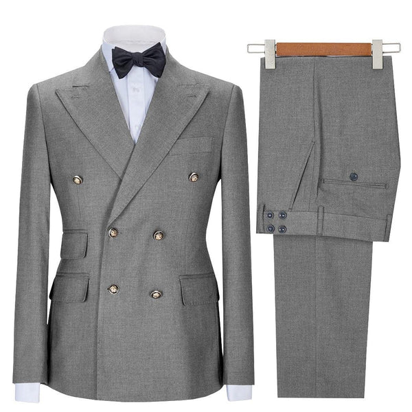 Tiavllya Tiavllya Formal 2 Pieces Mens Suit Double Breasted Flat Notch Lapel Tuxedos (Blazer+Pants)