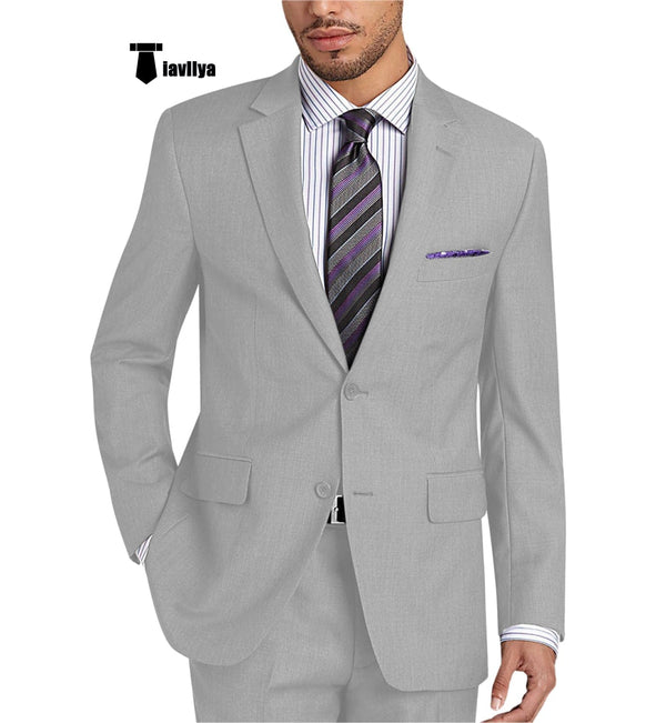 Tiavllya Tiavllya Formal 2 Pieces Mens Suit Flat Notch Lapel Tuxedos For Wedding (Blazer+Pants)