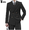 Tiavllya Tiavllya Formal 2 Pieces Mens Suit Flat Peak Lapel Double Breasted Tuxedos For Wedding (Blazer+Pants)