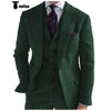 Tiavllya Tiavllya Formal 3 Piece Mens Suit Herringbone Notch Lapel Blazer (Blazer Vest+Pants)