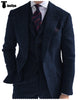 Tiavllya Tiavllya Formal 3 Piece Mens Suit Herringbone Notch Lapel Blazer (Blazer Vest+Pants)