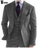 Tiavllya Tiavllya Formal 3 Piece Mens Suit Herringbone Notch Lapel Blazer (Blazer Vest+Pants)
