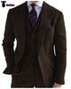 Tiavllya Tiavllya Formal 3 Piece Mens Suit Herringbone Notch Lapel Blazer (Blazer Vest+Pants)