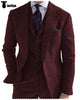 Tiavllya Tiavllya Formal 3 Piece Mens Suit Herringbone Notch Lapel Blazer (Blazer Vest+Pants)