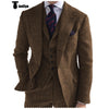 Tiavllya Tiavllya Formal 3 Piece Mens Suit Herringbone Notch Lapel Blazer (Blazer Vest+Pants)