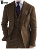 Tiavllya Tiavllya Formal 3 Piece Mens Suit Herringbone Notch Lapel Blazer (Blazer Vest+Pants)