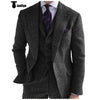 Tiavllya Tiavllya Formal 3 Piece Mens Suit Herringbone Notch Lapel Blazer (Blazer Vest+Pants)