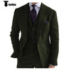 Tiavllya Tiavllya Formal 3 Piece Mens Suit Herringbone Notch Lapel Blazer (Blazer Vest+Pants)