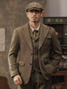 Tiavllya Tiavllya Formal 3 Piece Mens Suit Herringbone Notch Lapel Blazer (Blazer Vest+Pants)