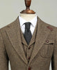 Tiavllya Tiavllya Formal 3 Piece Mens Suit Herringbone Notch Lapel Blazer (Blazer Vest+Pants)