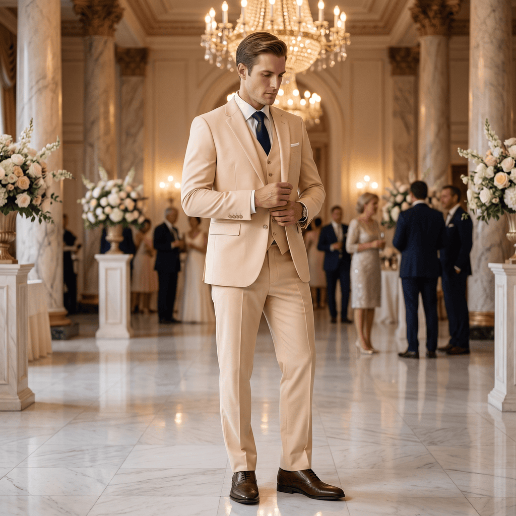 Tiavllya Tiavllya Formal 3 Pieces Men's Suit Flat Notch Lapel Tuxedos (Blazer+vest+Pants)