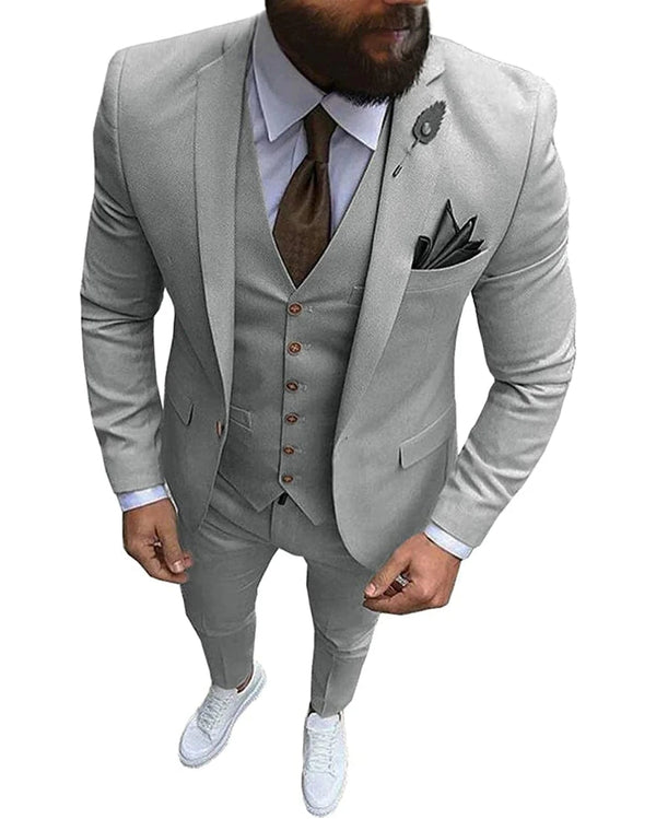 Tiavllya Tiavllya Formal 3 Pieces Mens Suit Flat Notch Lapel Tuxedos (Blazer+vest+Pants)