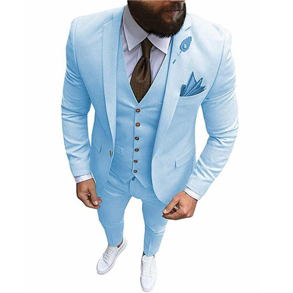 Tiavllya Tiavllya Formal 3 Pieces Mens Suit Flat Notch Lapel Tuxedos (Blazer+vest+Pants)