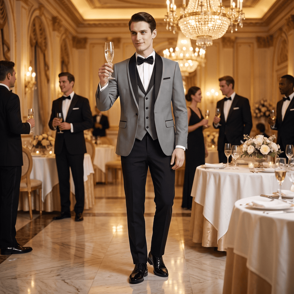 Tiavllya Tiavllya Formal 3 Pieces Mens Suit Flat Shawl Lapel Tuxedos (Blazer+vest+Pants)