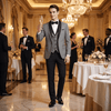 Tiavllya Tiavllya Formal 3 Pieces Mens Suit Flat Shawl Lapel Tuxedos (Blazer+vest+Pants)