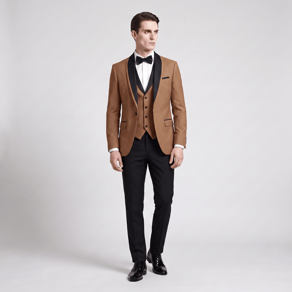 Tiavllya Tiavllya Formal 3 Pieces Mens Suit Flat Shawl Lapel Tuxedos (Blazer+vest+Pants)