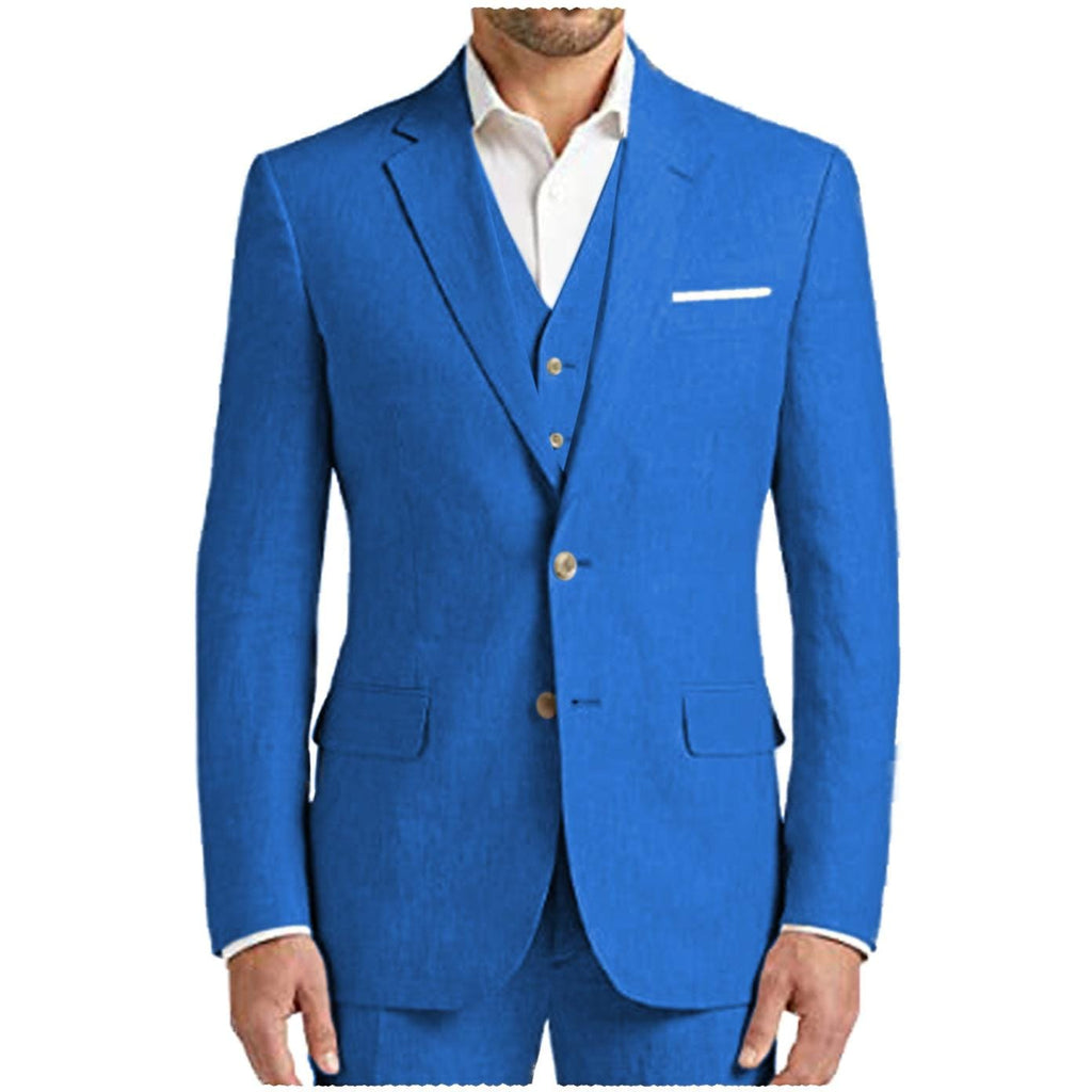Tiavllya Tiavllya Formal Men's 3 Pieces Mens Suit Notch Lapel Linen For Wedding (Blazer+vest+Pants)