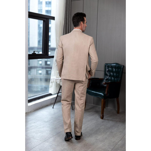 Tiavllya Tiavllya Formal Men's 3 Pieces Mens Suit Notch Lapel Linen For Wedding (Blazer+vest+Pants)
