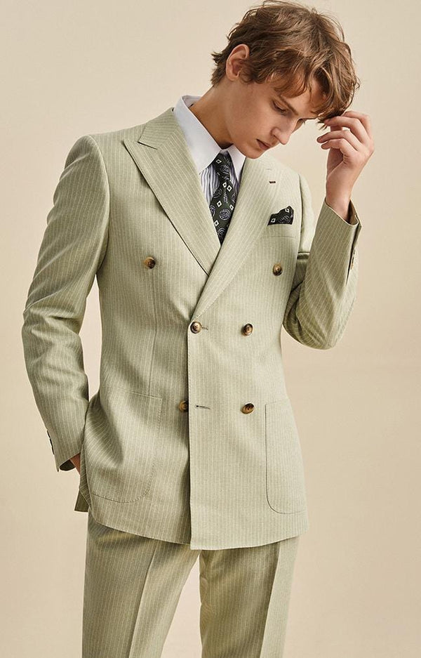 Tiavllya Tiavllya Formal Men's 3 Pieces Mens Suit Notch Lapel Striped Tuxedos (Blazer+Vest+Pants)