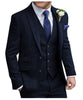 Tiavllya Tiavllya Formal Men's 3 Pieces Suit Tweed Notch Lapel Tuxedos (Blazer+vest+Pants)