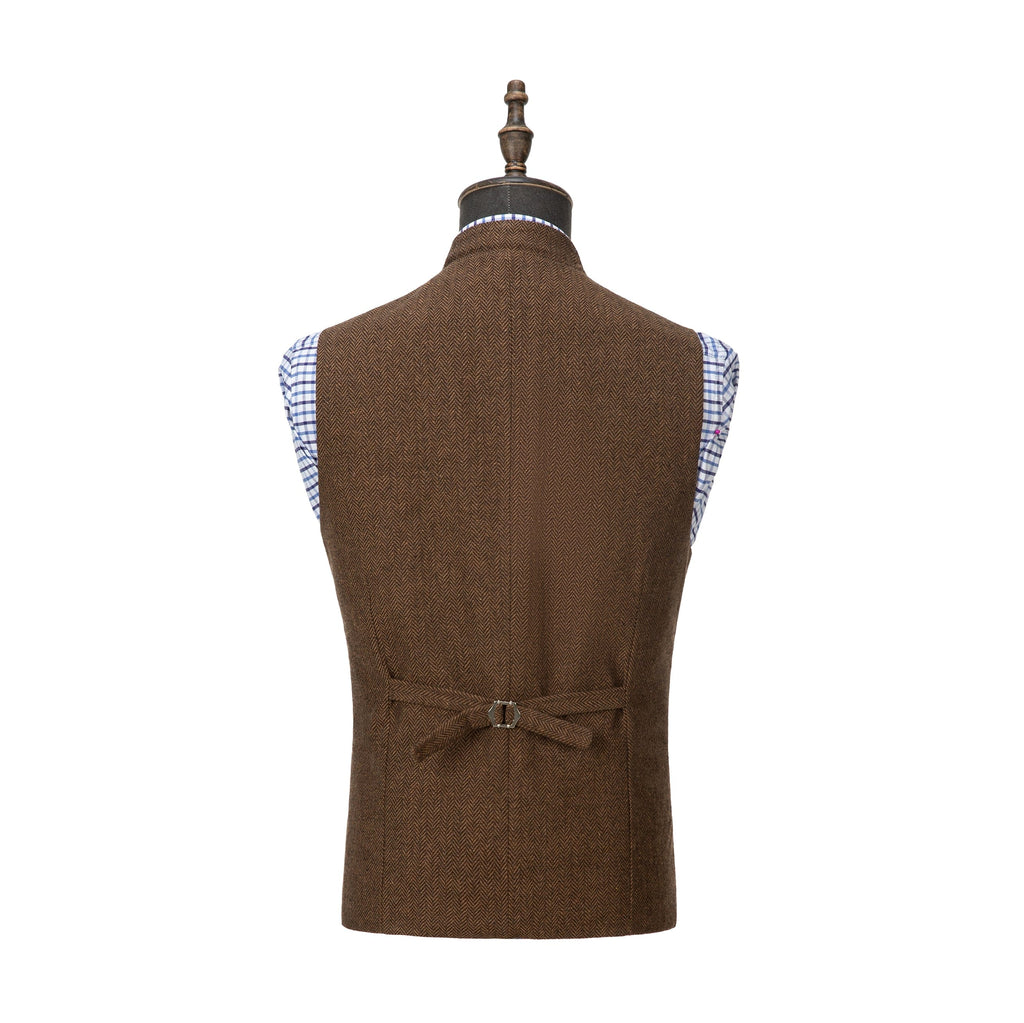 Tiavllya Tiavllya Formal Men's Slim Fit herringbone Stand Collar Waistcoat