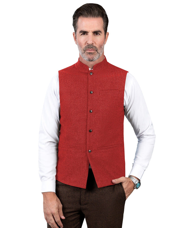 Tiavllya Tiavllya Formal Men's Slim Fit herringbone Stand Collar Waistcoat