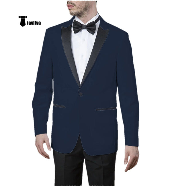 Tiavllya Tiavllya Formal Men's Slim Fit Peak Lapel Flat Blazer